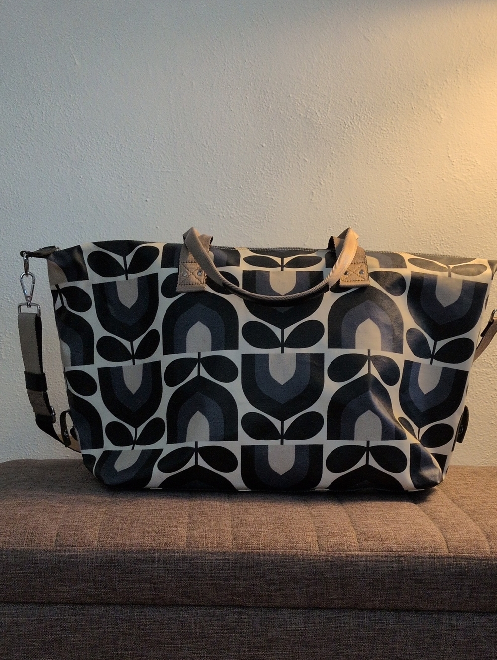 Orla Kiely Black and Cream Graphic Travel Tote